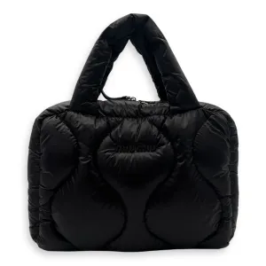 Paded Boston Top Handle Bag Black in Nylon, Silver hardware