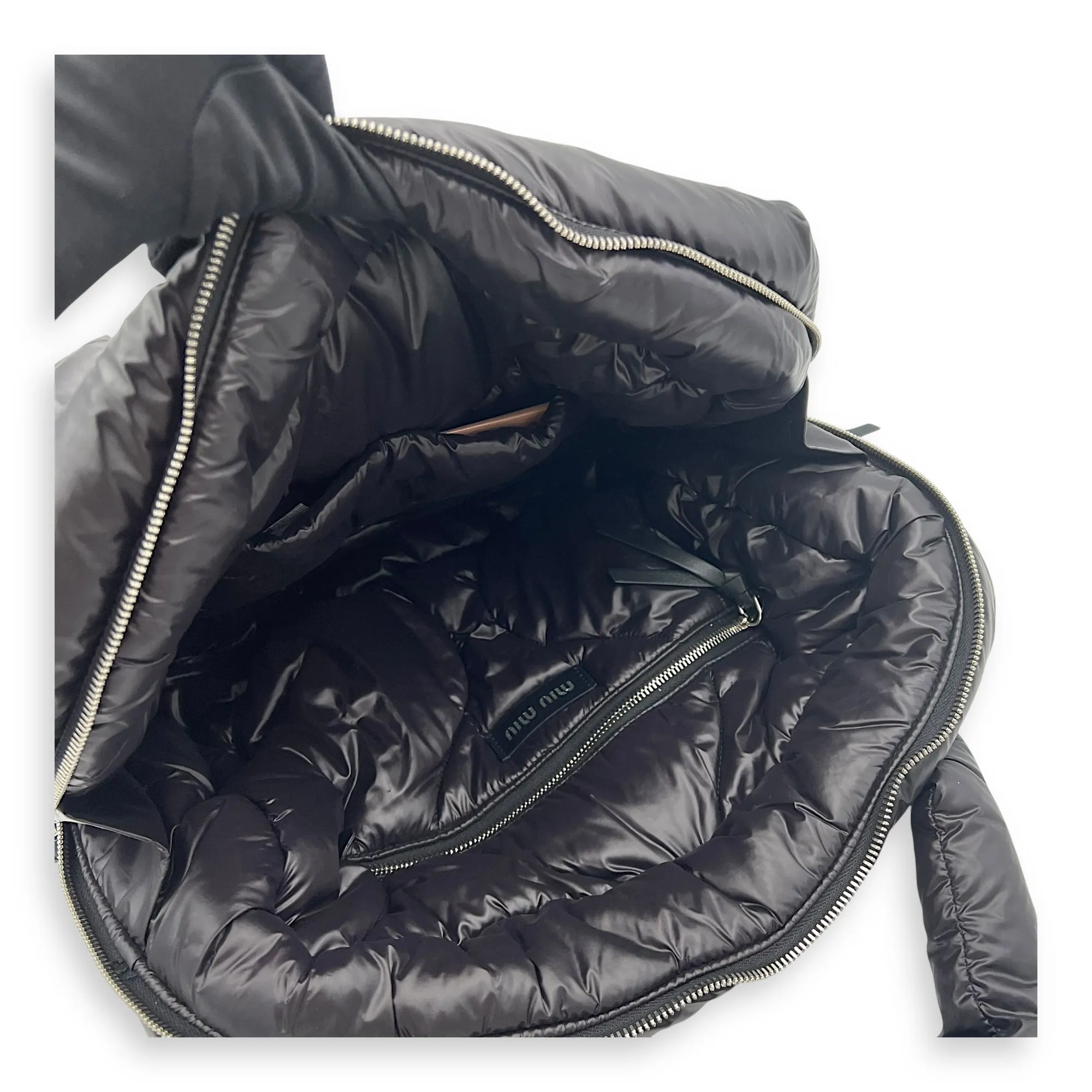 Paded Boston Top Handle Bag Black in Nylon, Silver hardware
