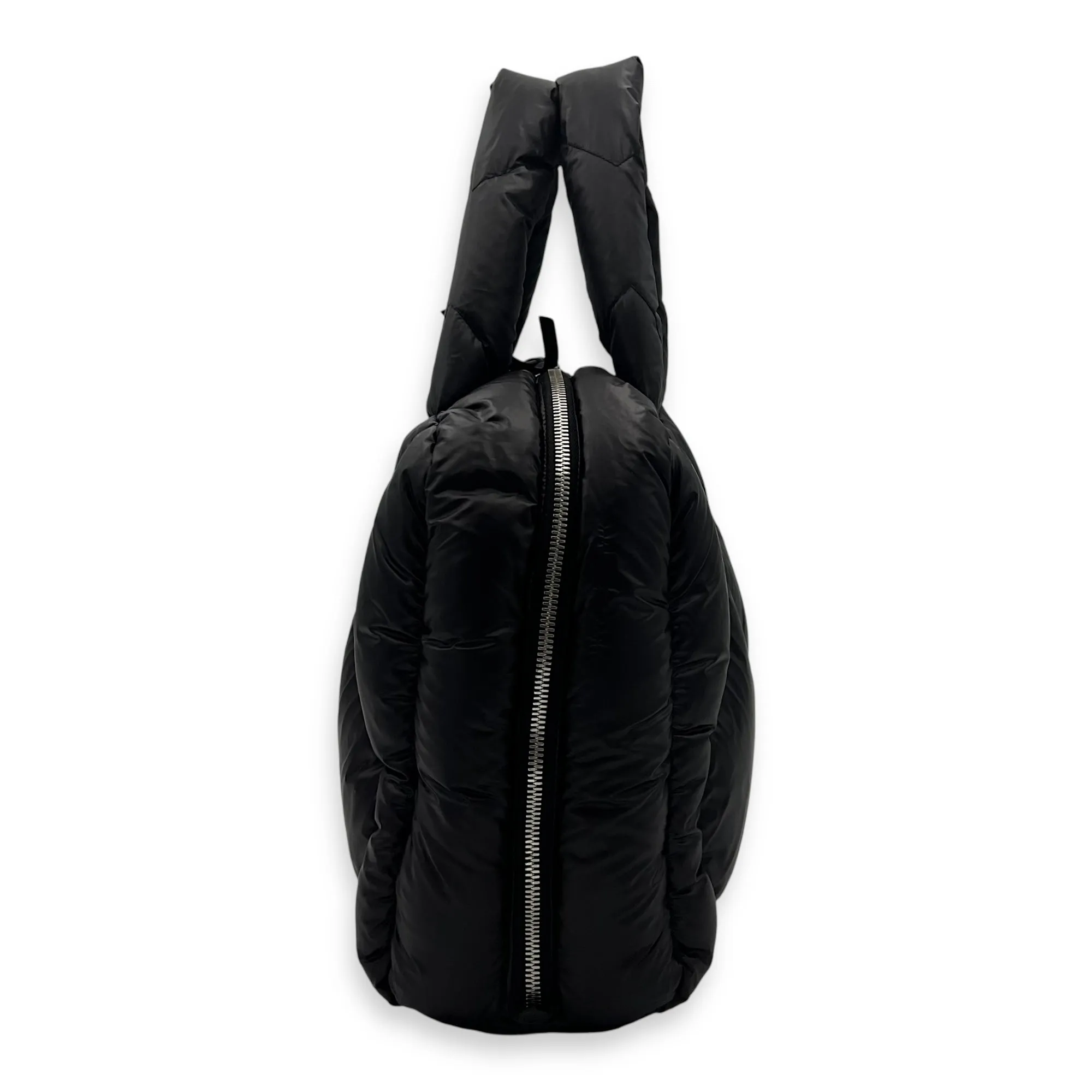 Paded Boston Top Handle Bag Black in Nylon, Silver hardware