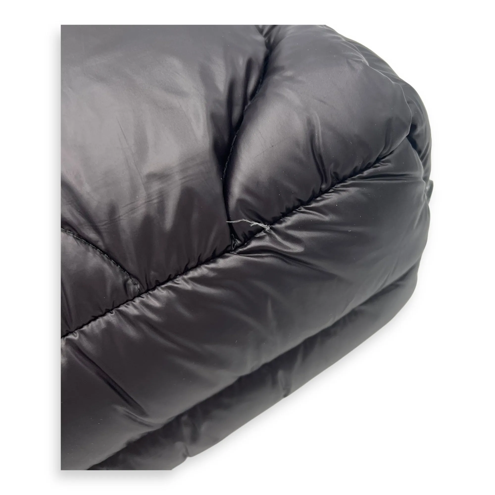 Paded Boston Top Handle Bag Black in Nylon, Silver hardware