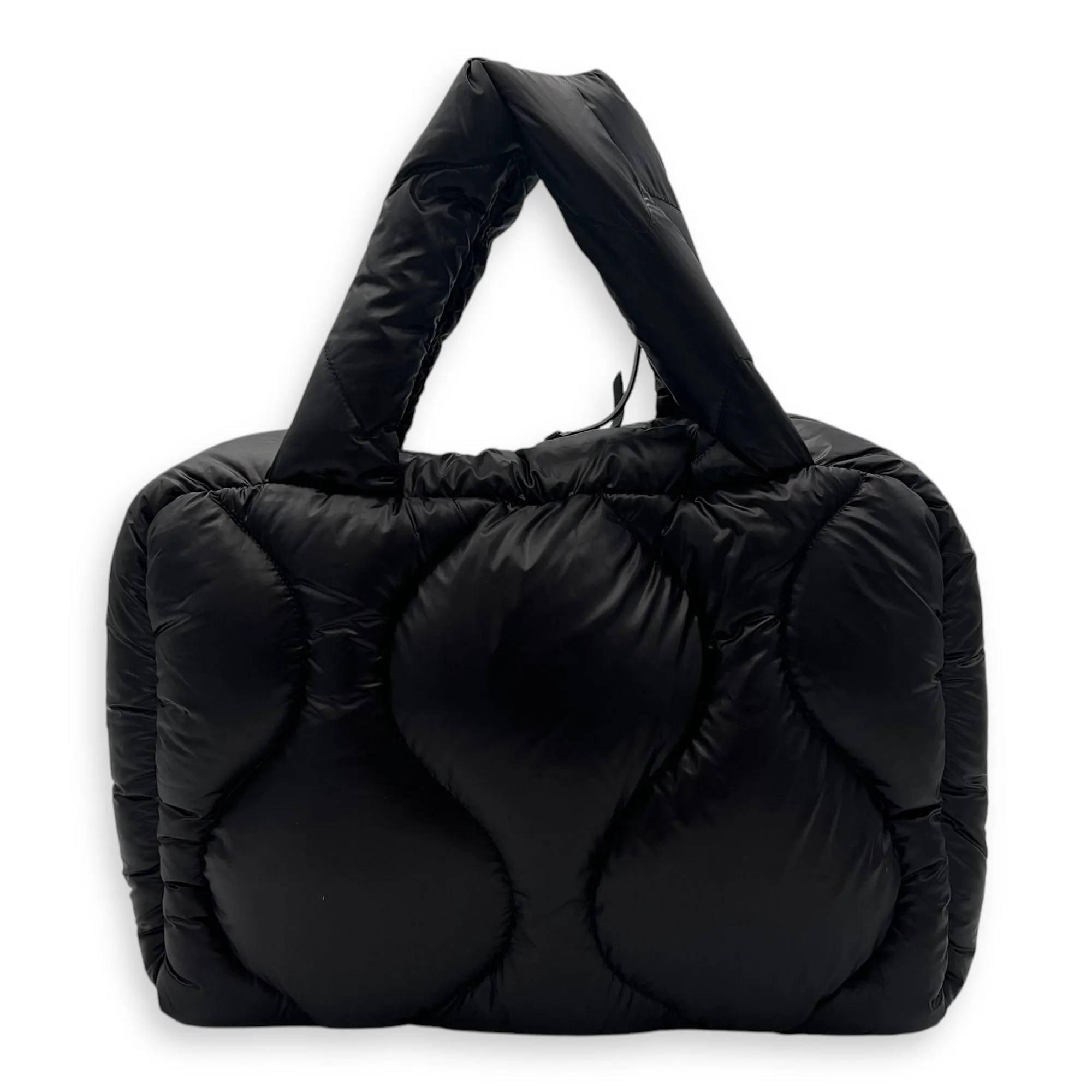 Paded Boston Top Handle Bag Black in Nylon, Silver hardware