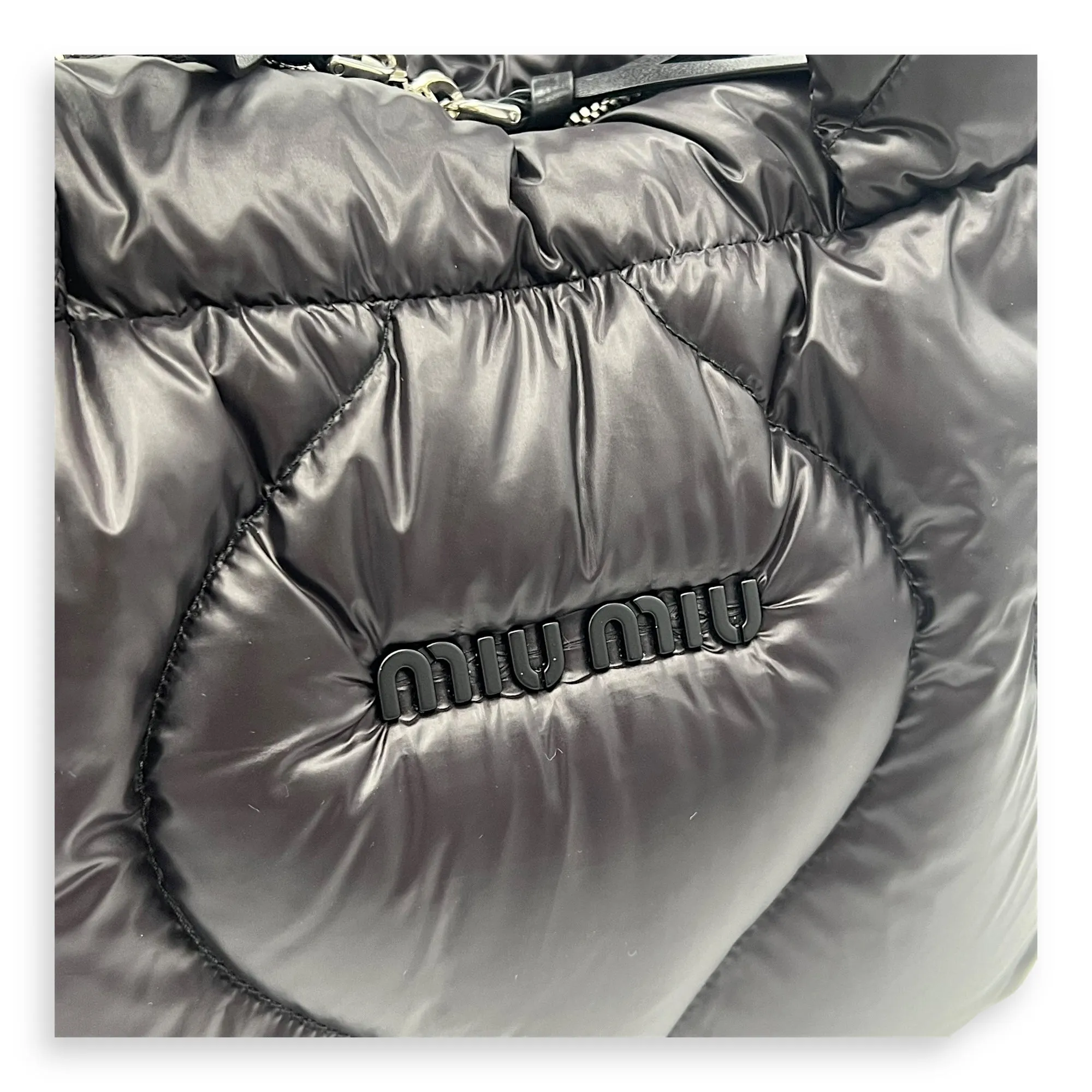 Paded Boston Top Handle Bag Black in Nylon, Silver hardware