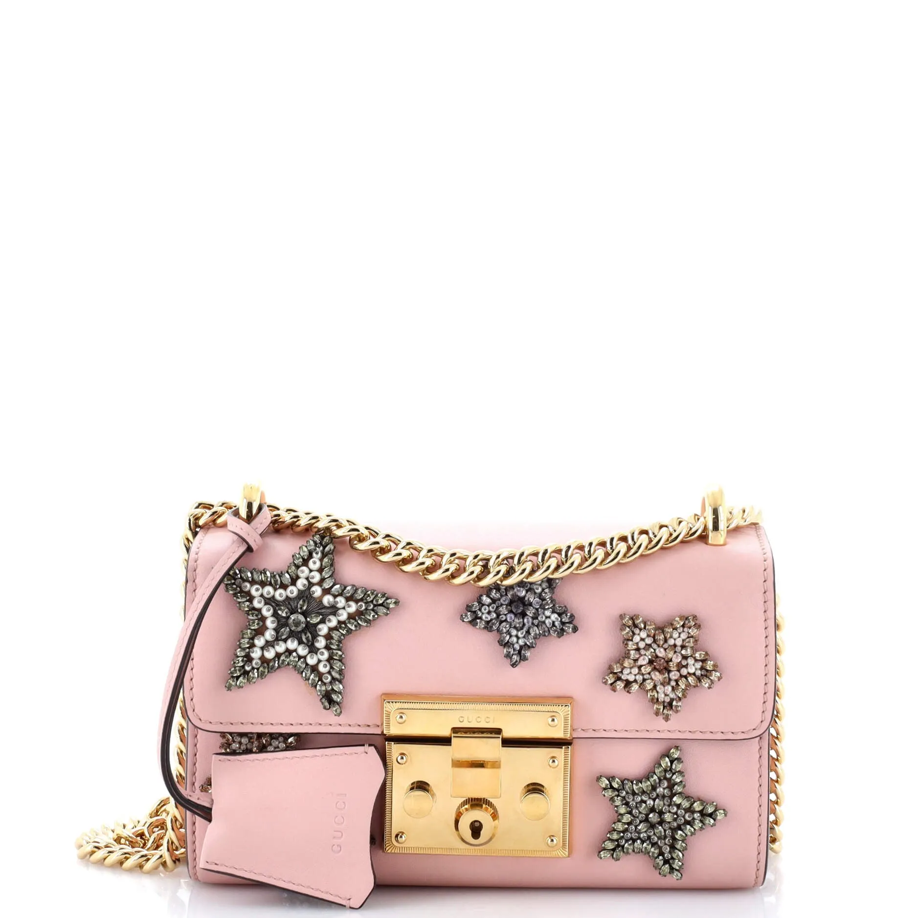 Padlock Shoulder Bag Embellished Leather Small