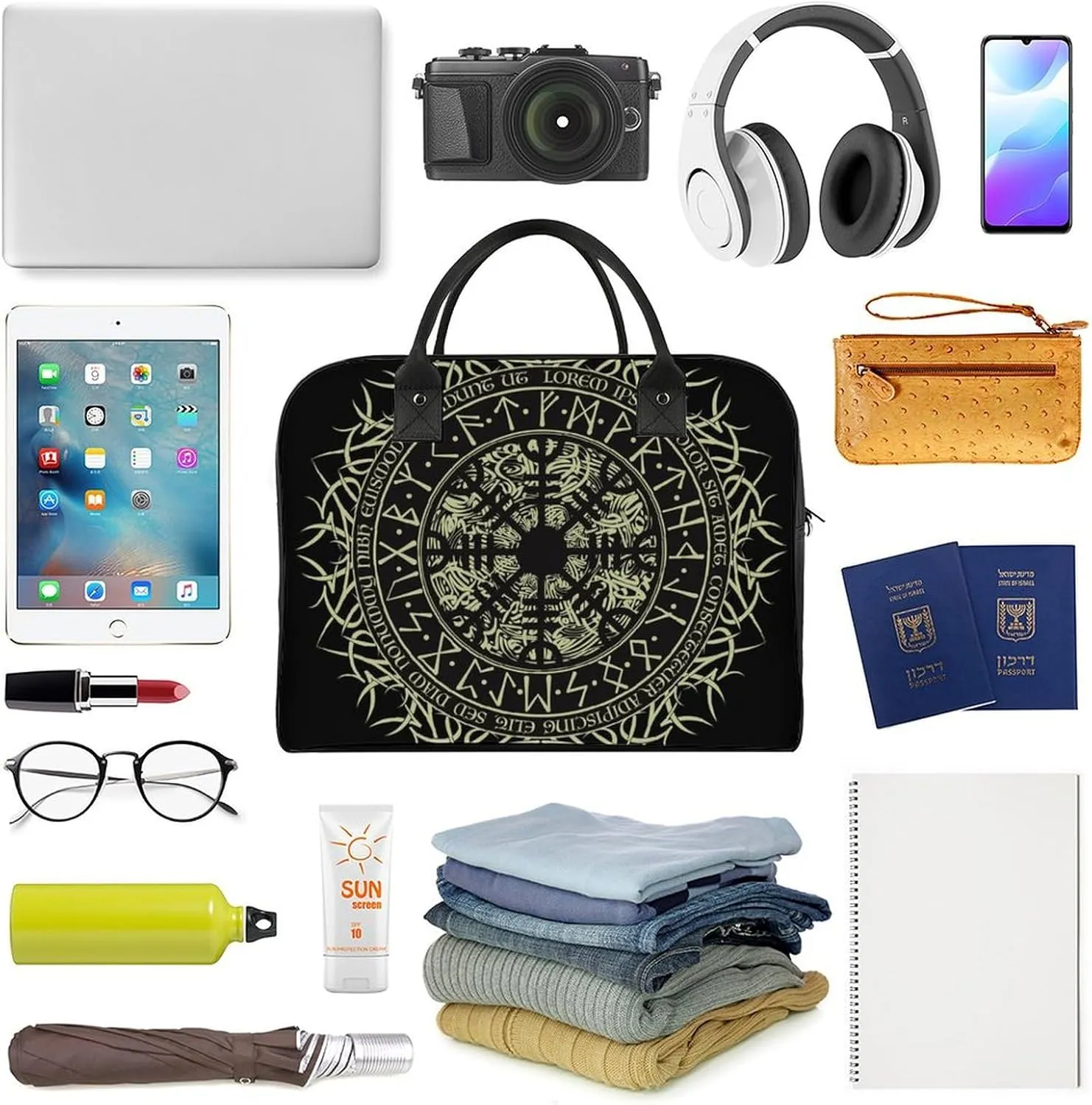 Paisley Navy Blue Pattern Travel Handbag with A Large Capacity Design That Can Be Reused
