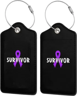 Pancreatic Cancer Survivor 2 Leather Luggage Tags for Bags for Men Women1