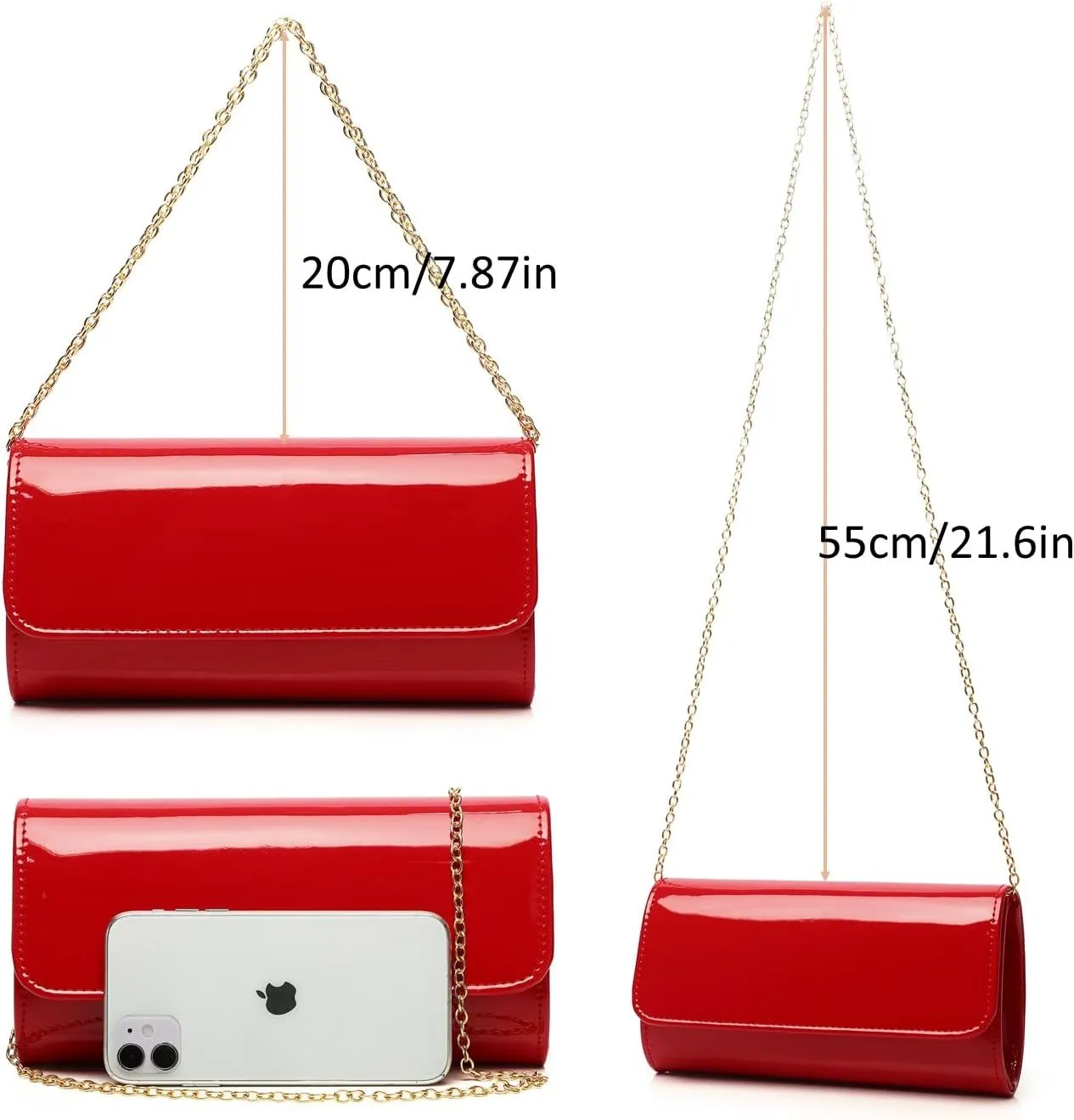 Patent Leather Envelope Clutch Womens Evening Handbag Stylish Shoulder Bag Purse for Christmas Wedding Party Prom