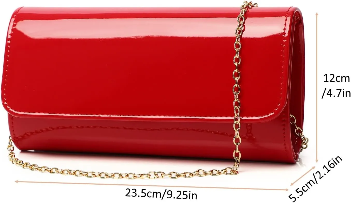 Patent Leather Envelope Clutch Womens Evening Handbag Stylish Shoulder Bag Purse for Christmas Wedding Party Prom