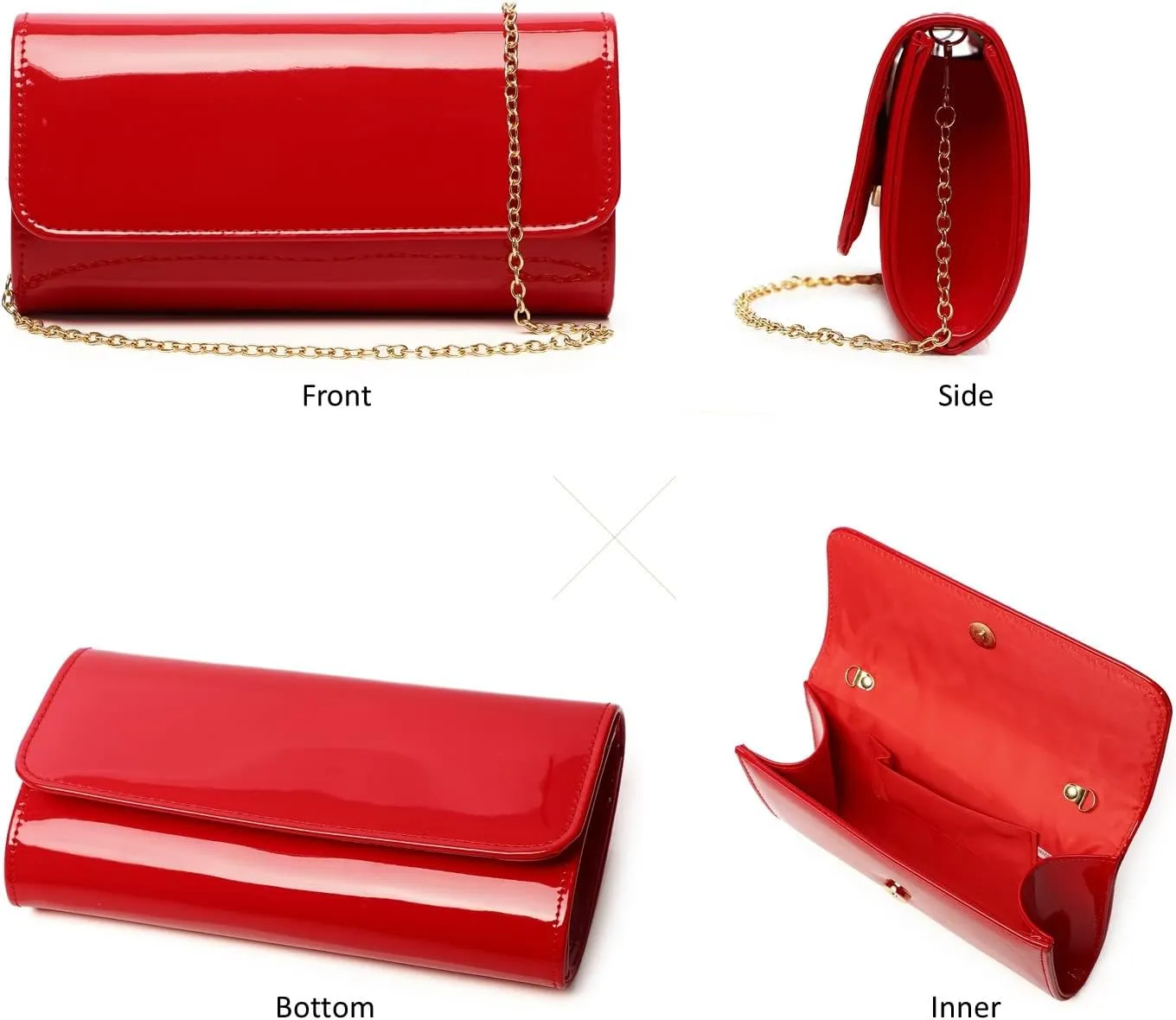 Patent Leather Envelope Clutch Womens Evening Handbag Stylish Shoulder Bag Purse for Christmas Wedding Party Prom