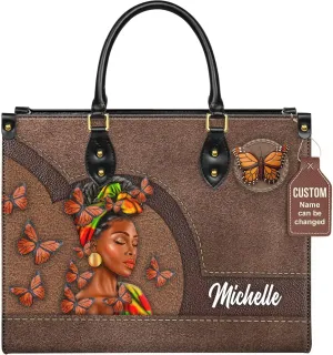 Personalized Black Queen Leather Bag, Gift for African American, Afro Black Girl, Mother's Day Gift
