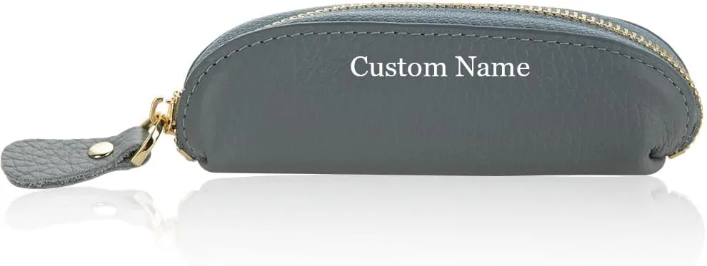 Personalized Coin Purse with Custom Name - 6 Color Options - Genuine Leather Small Coin Purse Makeup Bag- Daily Travel Accessories Birthday Gift for Women
