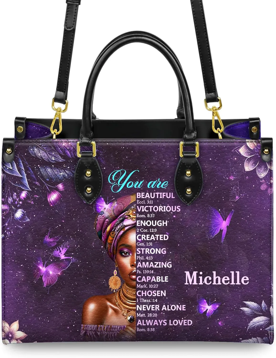 Personalized Leather Handbag For Black African Women – Matching Purse and Wallet Set – Mother's Day Gifts for Melanin Woman