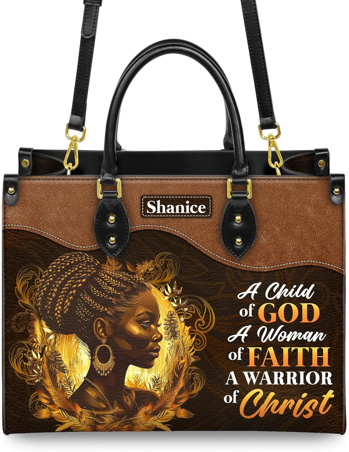 Personalized Leather Handbag with Zipper for African American Woman, Custom Purses Gift For Black Women, Mother's Day Gift
