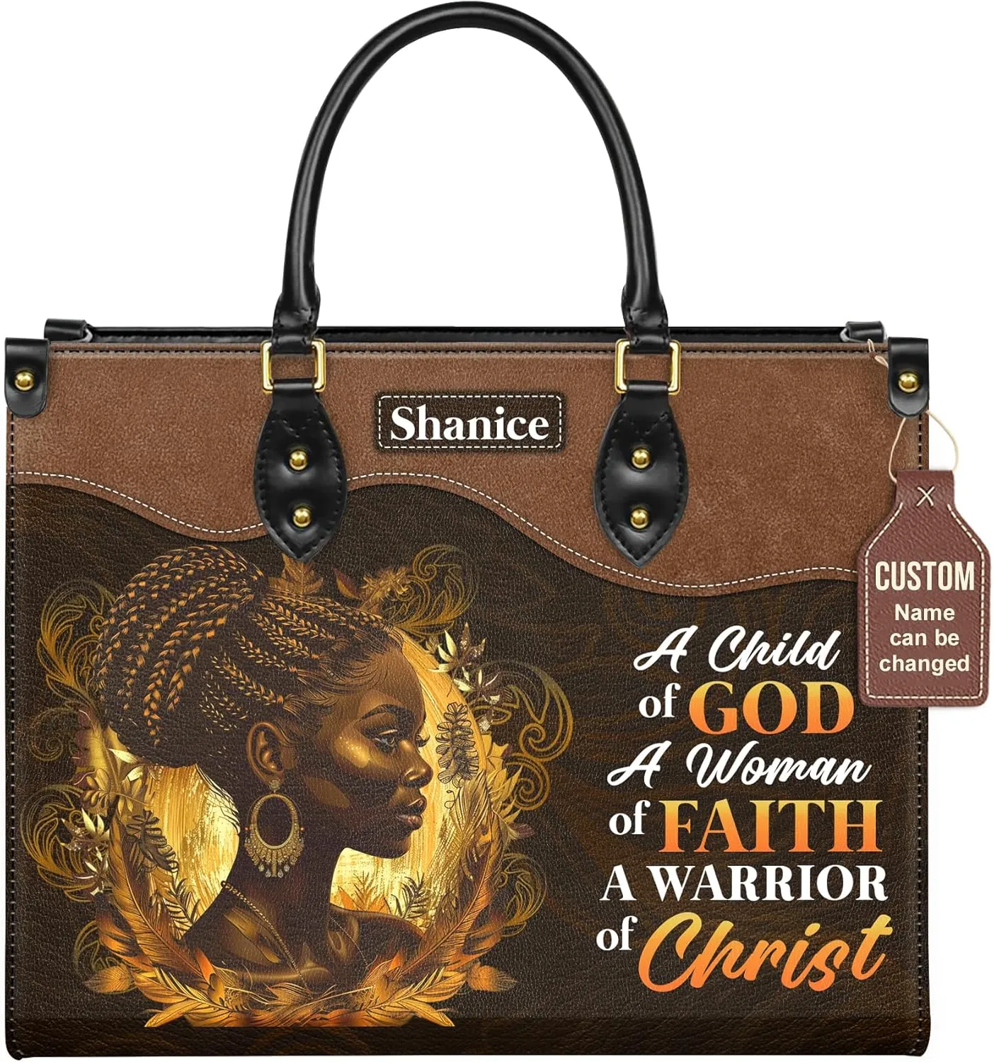 Personalized Leather Handbag with Zipper for African American Woman, Custom Purses Gift For Black Women, Mother's Day Gift
