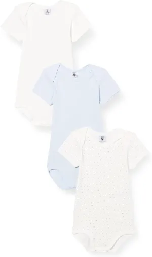 Petit Bateau BABIES SHORT-SLEEVED COTTON BODYSUITS - 3-PACK 3-36 M0NTHS