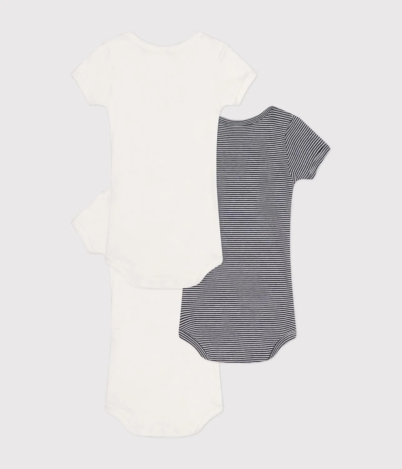 Petit Bateau BABY BOY' SHORT-SLEEVED COTTON BODYSUITS - 3-PACK SIZES 3-36 MONTHS