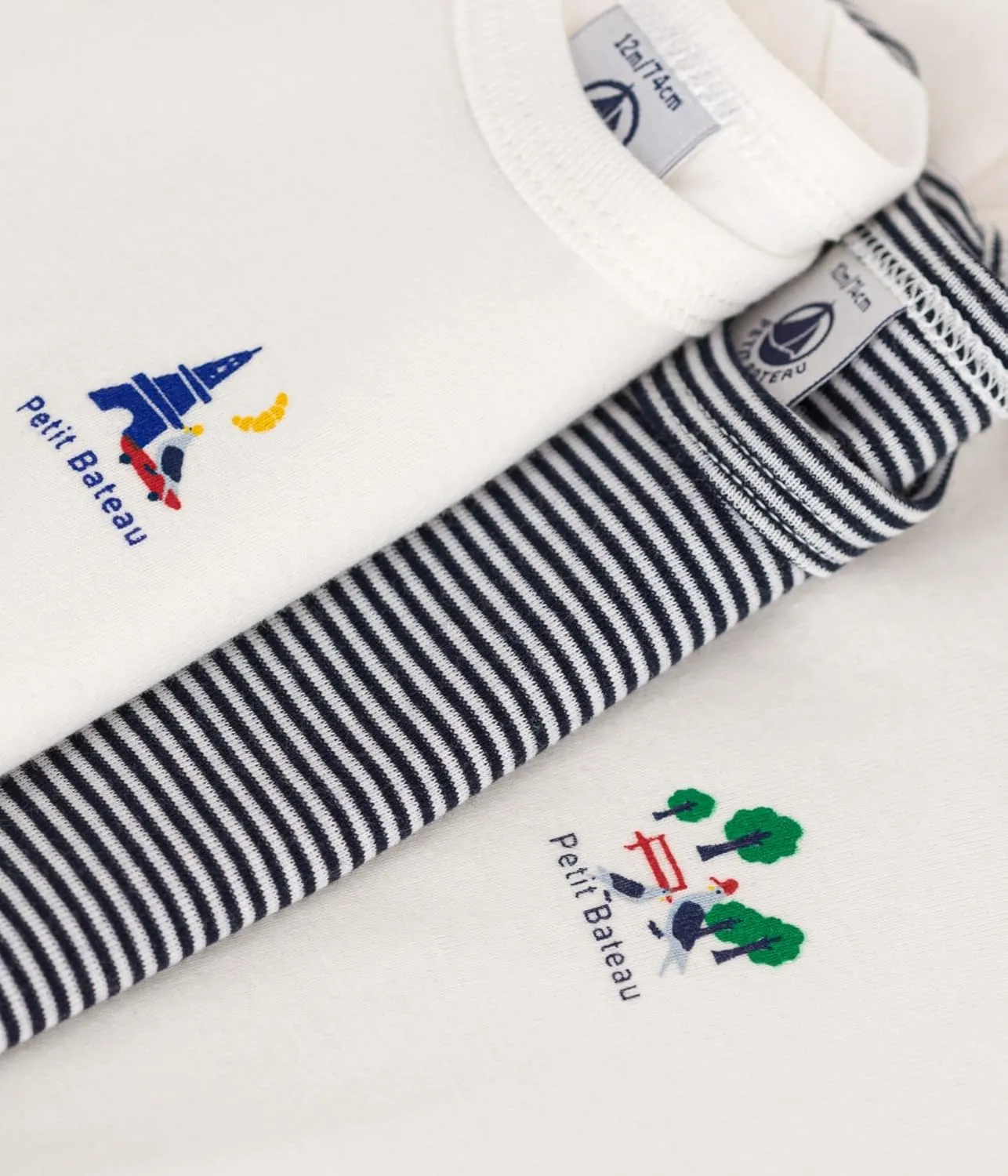 Petit Bateau BABY BOY' SHORT-SLEEVED COTTON BODYSUITS - 3-PACK SIZES 3-36 MONTHS