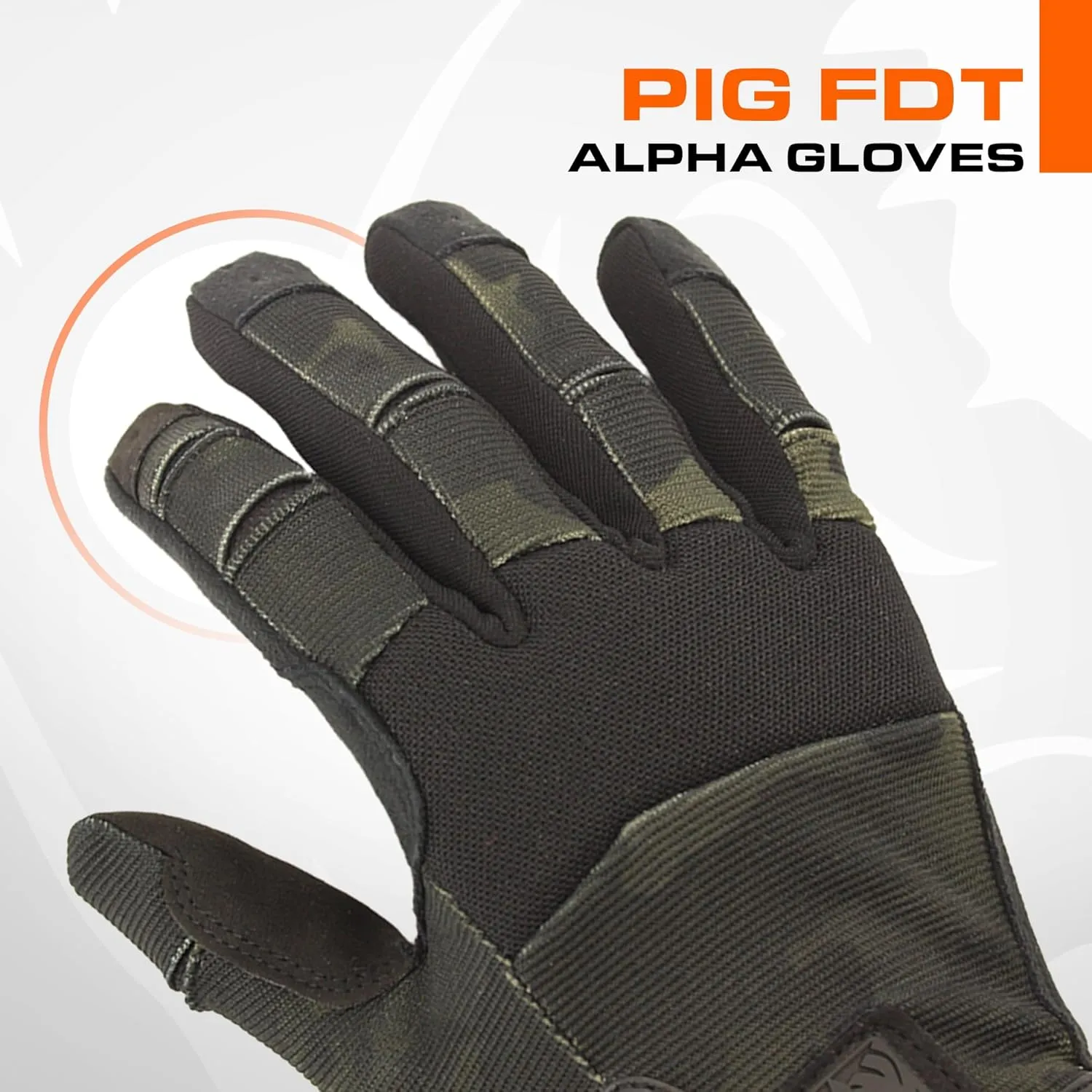 PIG Alpha Full Dexterity Tactical Gloves for Shooting, Touchscreen Compatible, Breathable, 1 Pair