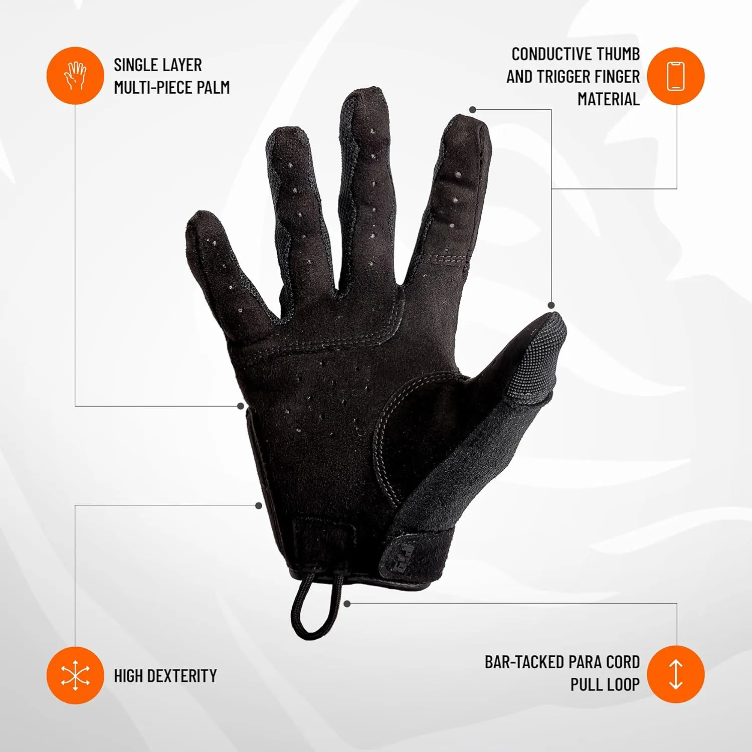 PIG Alpha Full Dexterity Tactical Gloves for Shooting, Touchscreen Compatible, Breathable, 1 Pair