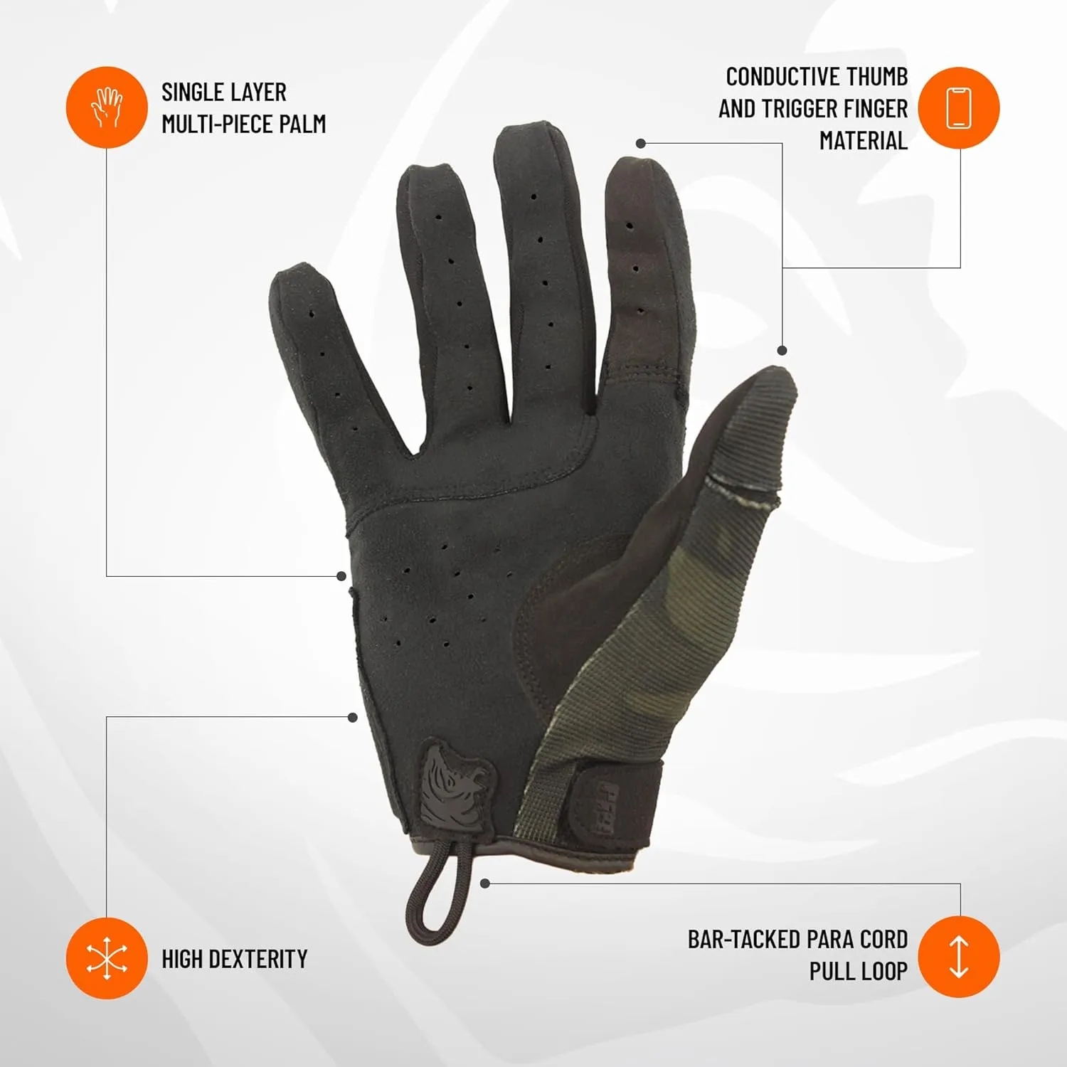 PIG Alpha Full Dexterity Tactical Gloves for Shooting, Touchscreen Compatible, Breathable, 1 Pair