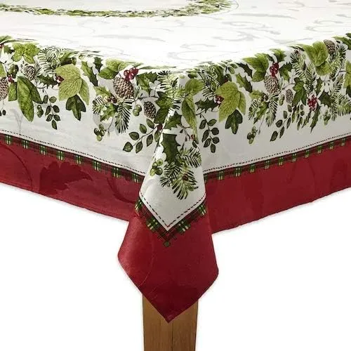 Pine Holly Boarder Tablecloth (60" x 84" Oblong)