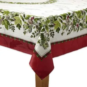 Pine Holly Boarder Tablecloth (60" x 84" Oblong)