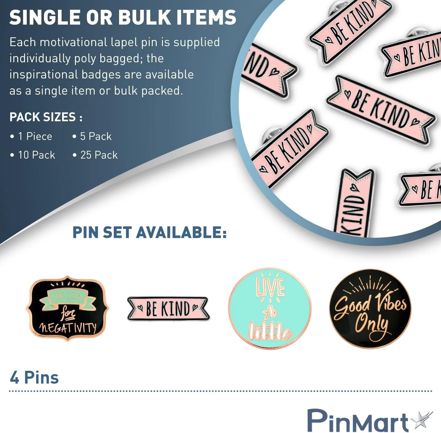 PinMart Motivational Enamel Lapel Pin – Nickel and Copper Plated Enamel Lapel Pin for Clothing, Bags and Lanyards – Inspirational Supports Kindness and Positive Mental Health