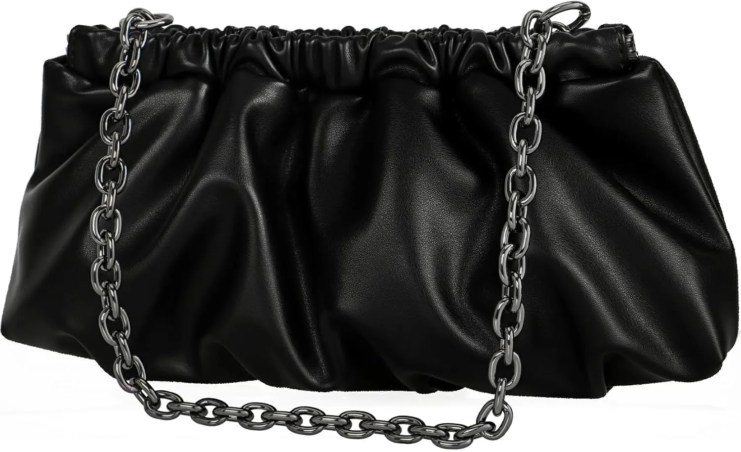 Pleated Evening Bag Soft Vegan Leather Dressy Clutch Purse Formal Ruched Handbag for Women