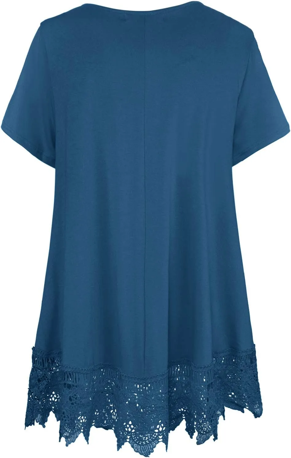 Plus Size Tunic Tops for Women Blouses Shirt Loose Fit Lace Extender Short Sleeve Halloween