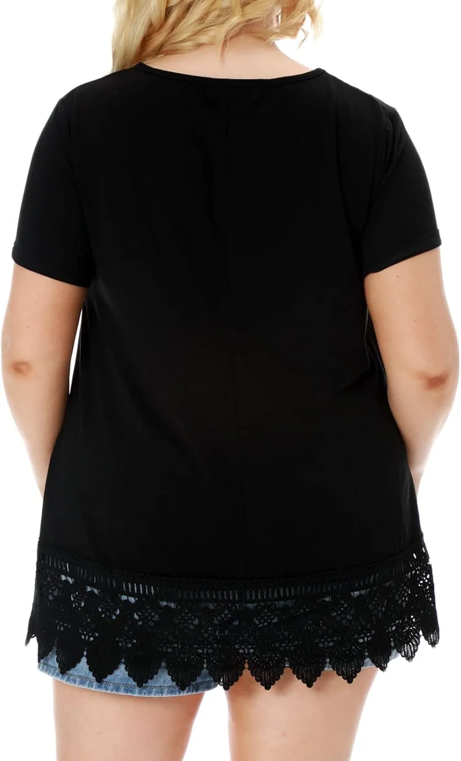 Plus Size Tunic Tops for Women Blouses Shirt Loose Fit Lace Extender Short Sleeve Halloween