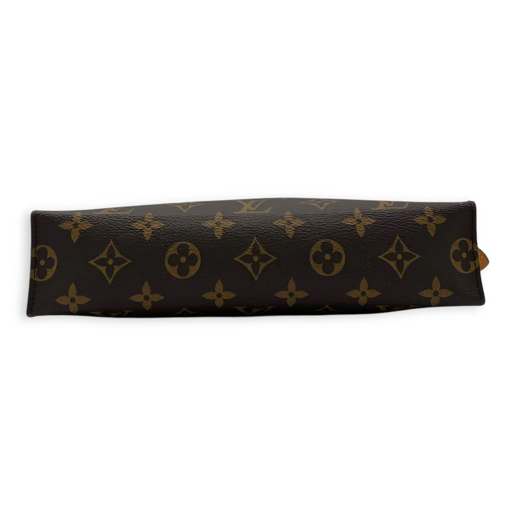 Pochette Toilette Brown Clutch in Coated Canvas, Gold hardware