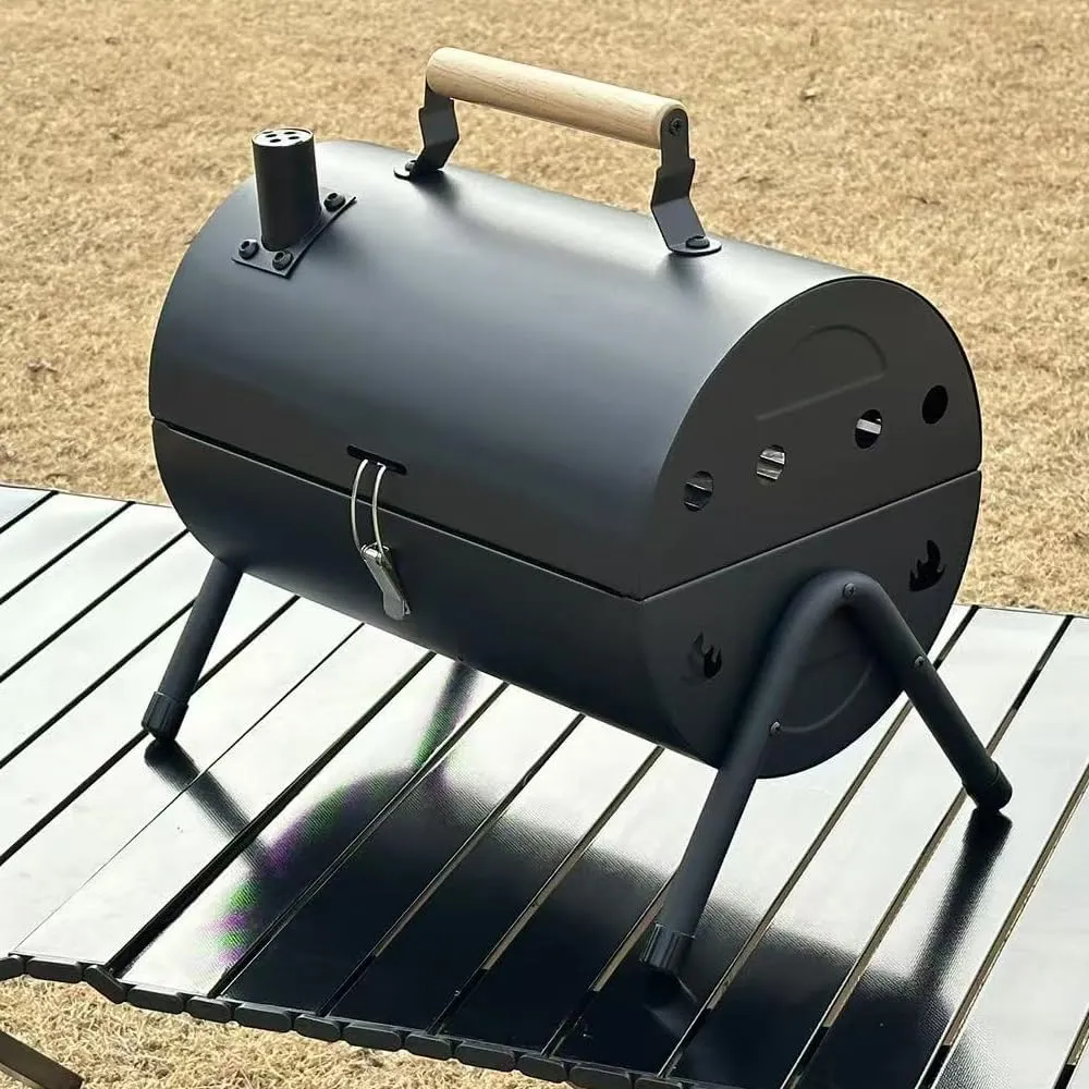Portable Charcoal Grill, Small Tabletop Barbecue Grill for Outdoor Camping, Heavy Duty Design, Easy Assembly, Black