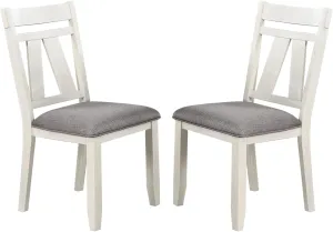 Poundex Set of 2 Dining Chair with Slat Back, Grey&White