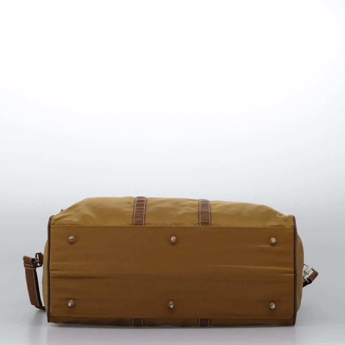 PRADA Boston Bag Nylon 2way Brown Silver Auth bs22967