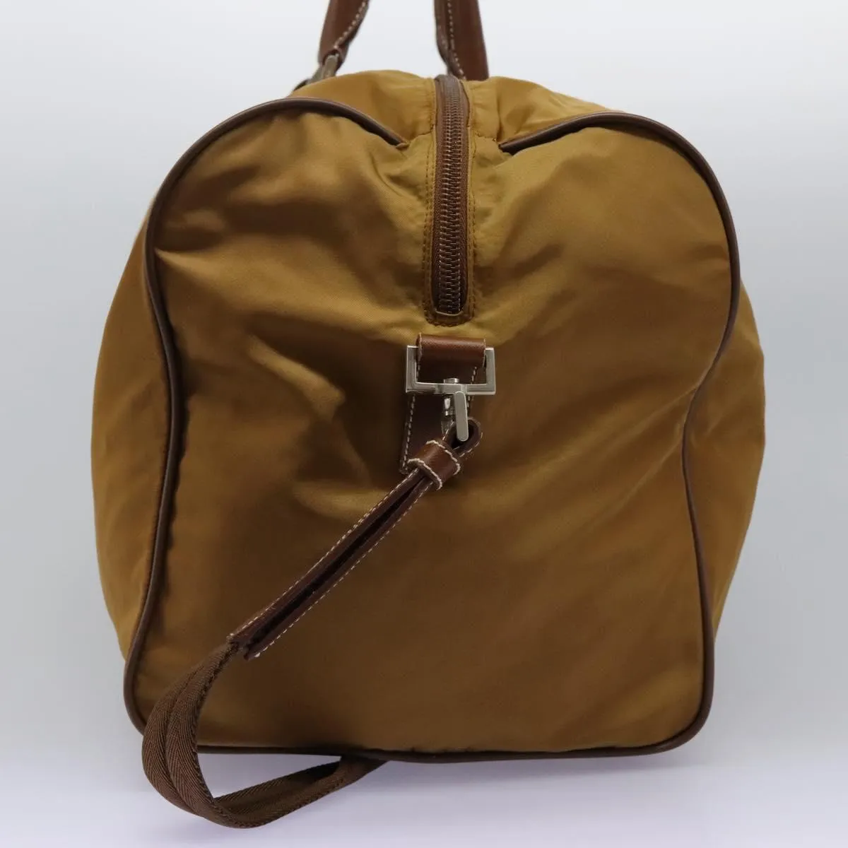 PRADA Boston Bag Nylon 2way Brown Silver Auth bs22967