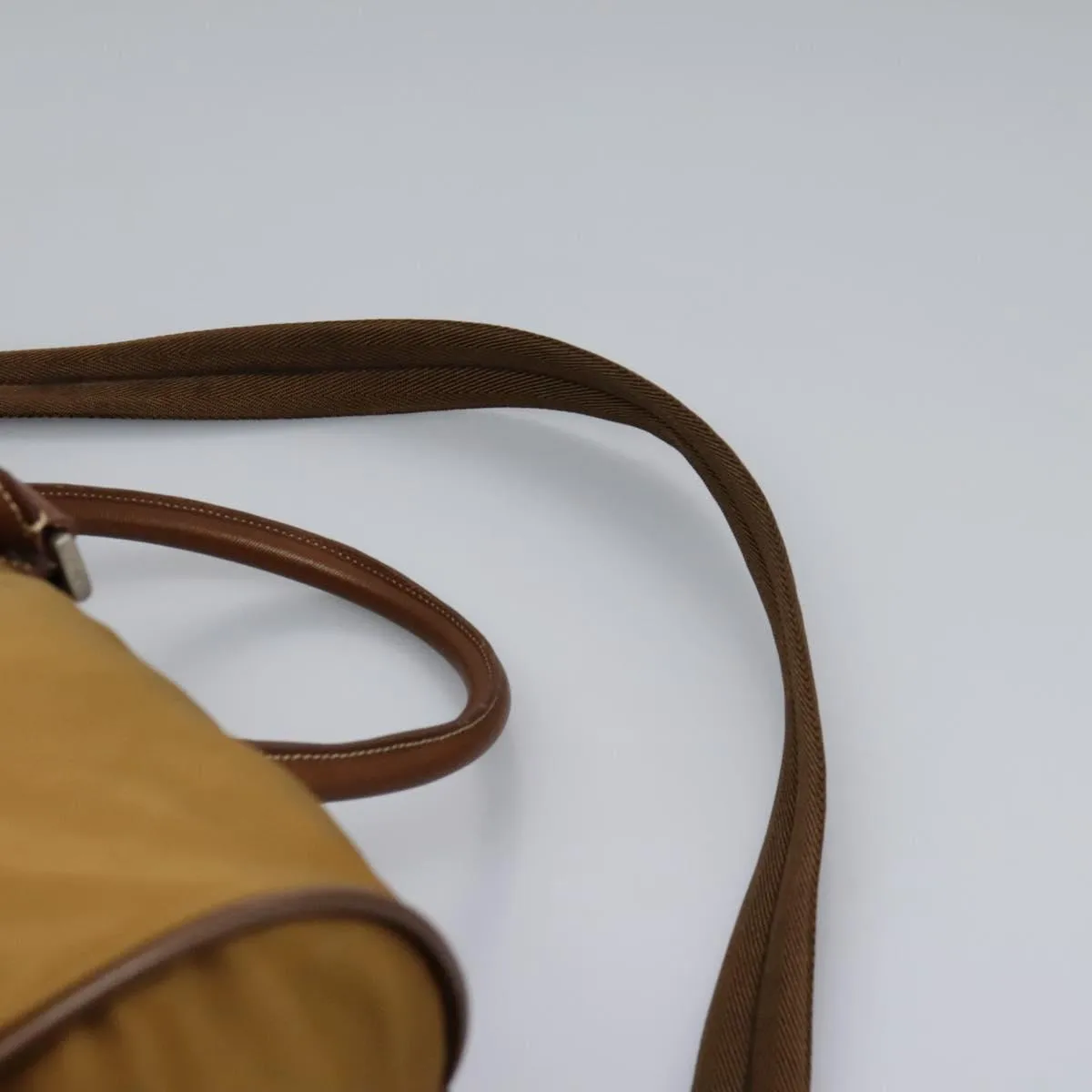 PRADA Boston Bag Nylon 2way Brown Silver Auth bs22967