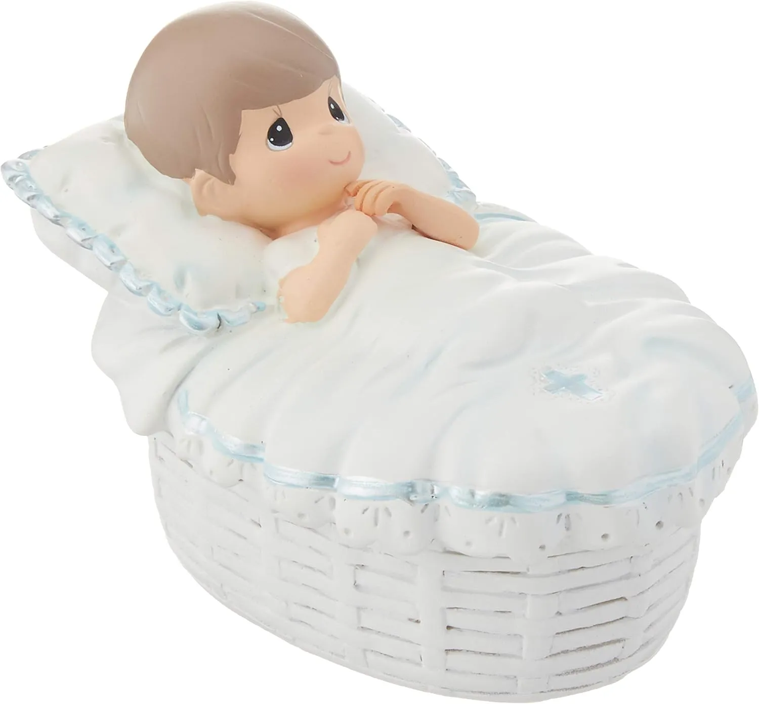 Precious Moments Baptism Gift, Boy's Resin Rosary Box with Hand-Painted Details, Perfect Keepsake, 153409