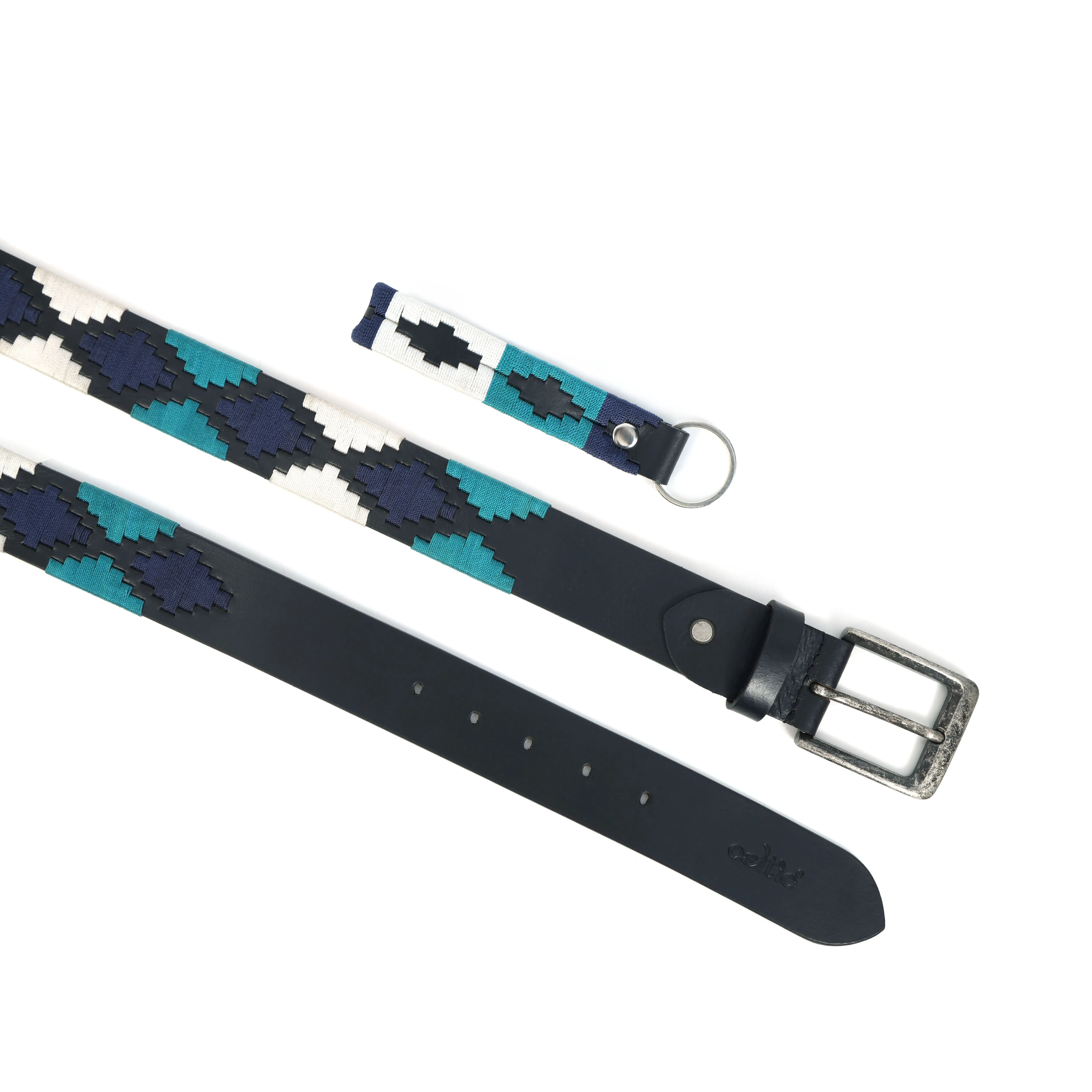 Premium Black Leather Belt with Multi-Color Stitching – Durable & Stylish.LB-872