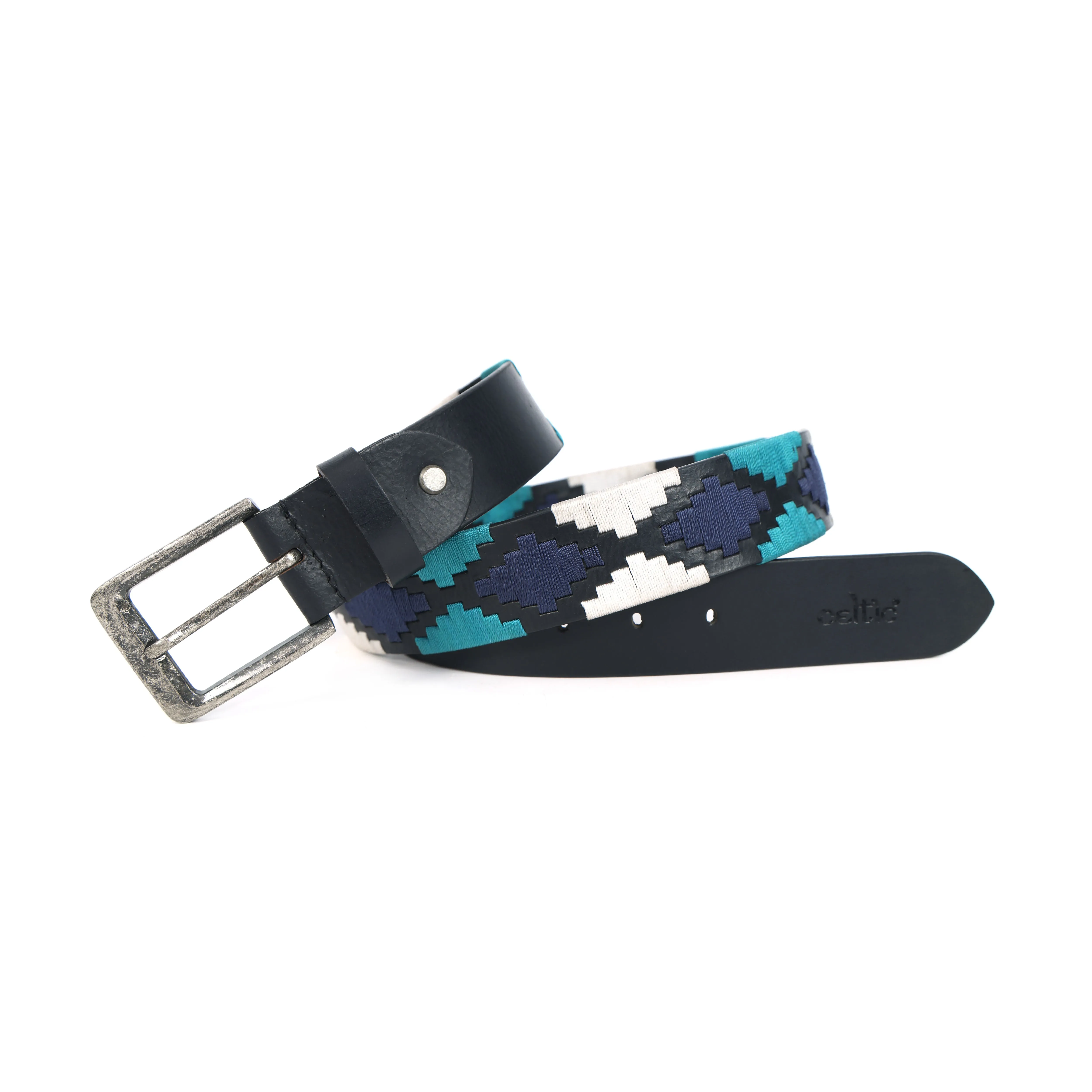 Premium Black Leather Belt with Multi-Color Stitching – Durable & Stylish.LB-872