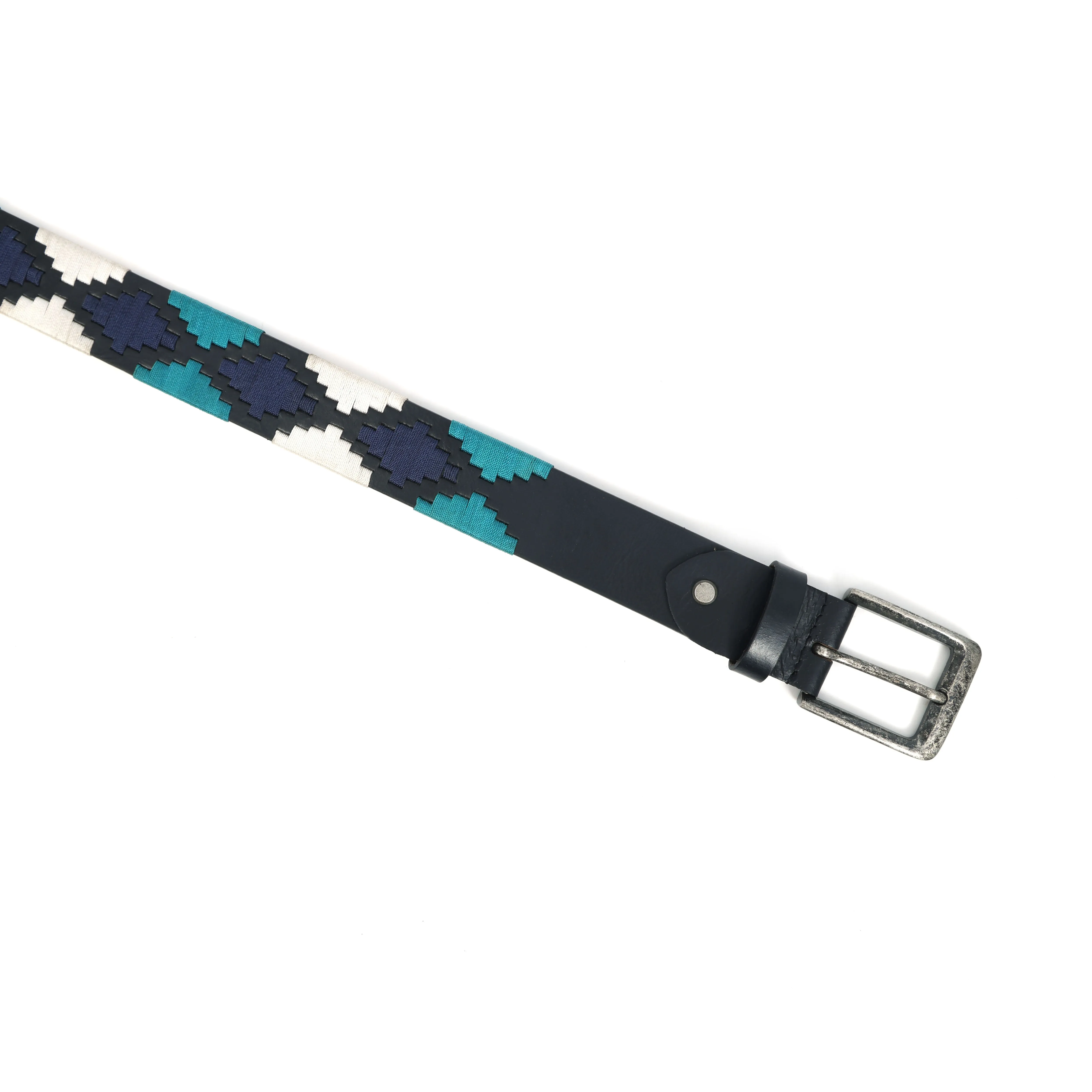 Premium Black Leather Belt with Multi-Color Stitching – Durable & Stylish.LB-872