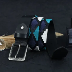 Premium Black Leather Belt with Multi-Color Stitching – Durable & Stylish.LB-872