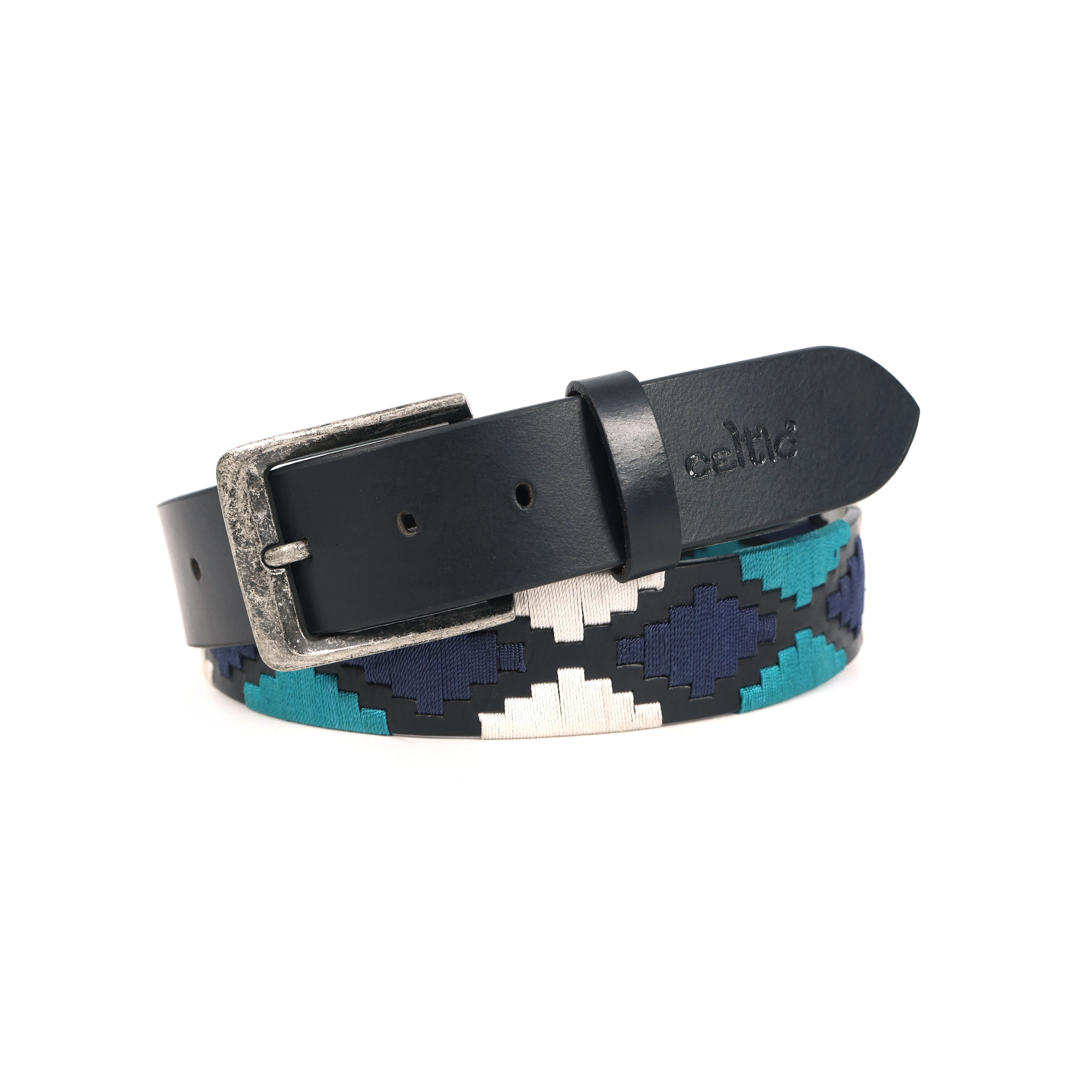 Premium Black Leather Belt with Multi-Color Stitching – Durable & Stylish.LB-872