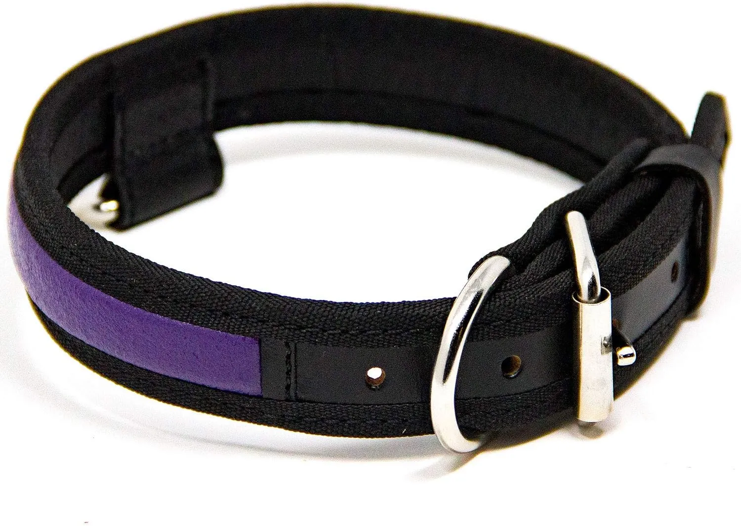 Premium Leather Dog Collar - Best Full Grain Heavy Duty Genuine Leather Collar (Purple, Medium)