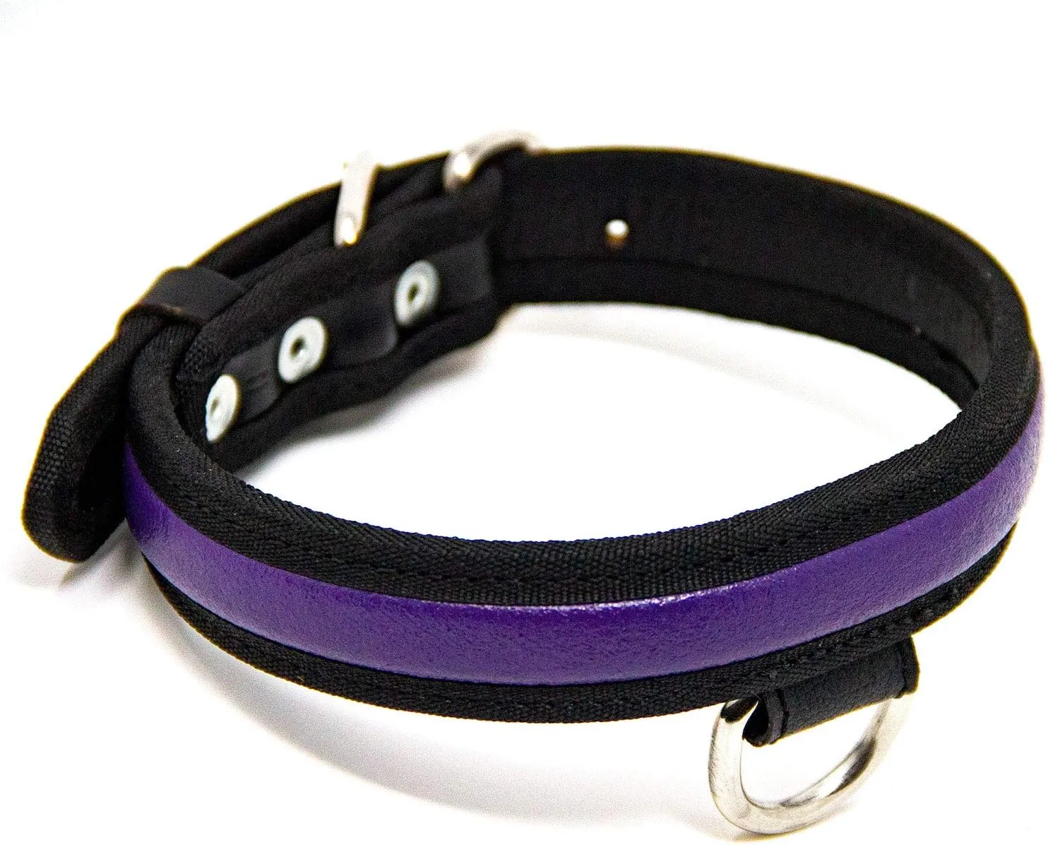 Premium Leather Dog Collar - Best Full Grain Heavy Duty Genuine Leather Collar (Purple, Medium)
