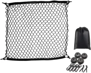 Premium Quality Adjustable Elastic Cargo Net Universal Stretchable Truck Net with Hooks,Storage Bag for Car, SUV, Truck, Pickup Trucks Black 40x40in