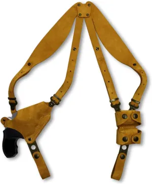Premium Suede Leather Shoulder Holster System with Double Speed Loader Fits S&W Performance Center Mod. 627 357 Mag 8 Shot 2-5/8''BBL Unfluted Cylinder, Right-Hand Draw, Brown Color #1489#