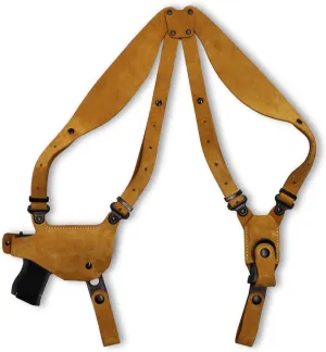 Premium Suede Leather Shoulder Holster with Single Magazine Carrier for Taurus G3 9mm 4’’ BBL, Right Hand Draw, Brown Color #1560#