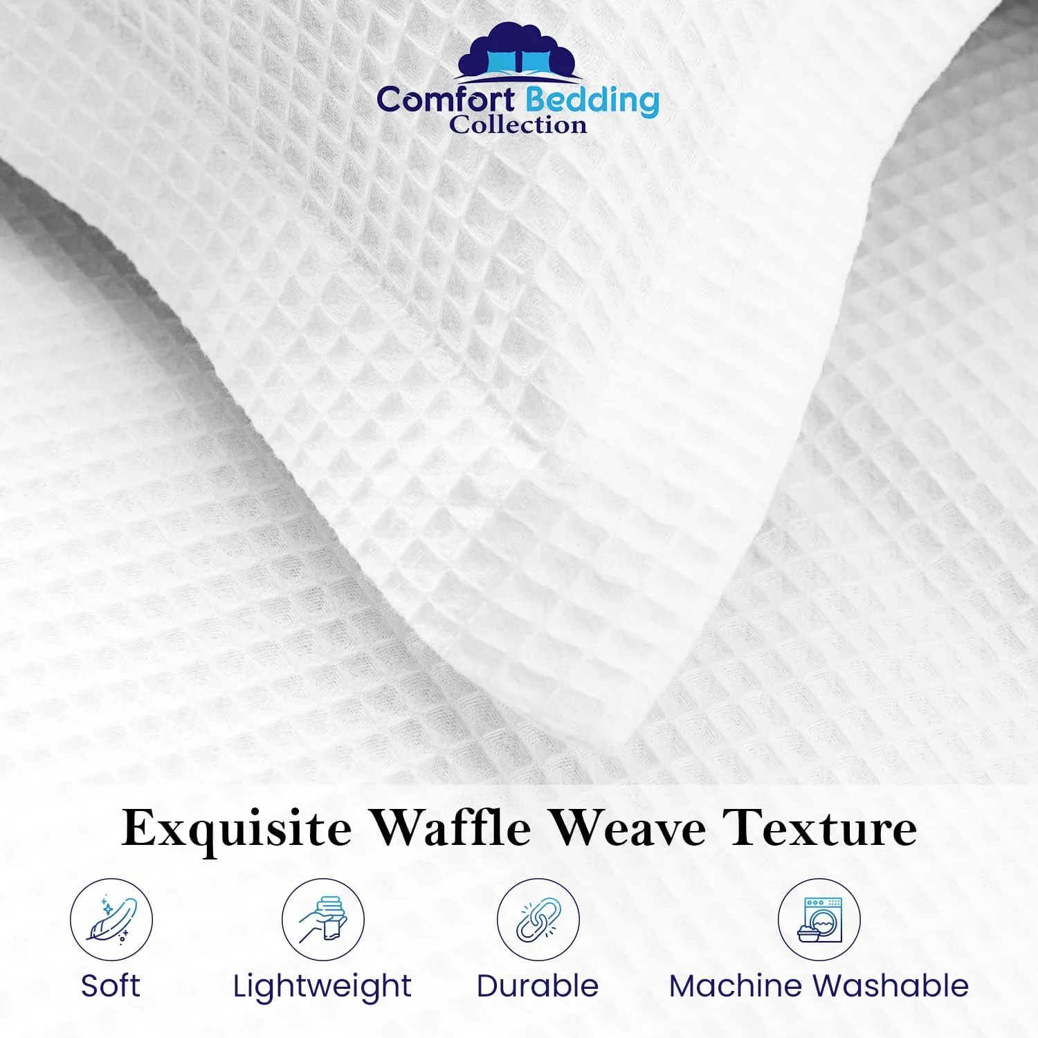 Premium Waffle Weave Queen Pillow Shams Set of 2 White 100% Organic Cotton White Waffle Weave Pillow Shams with Envelope Closure, Ultra Soft, Cozy & Decorative Pillow Cover, 20 x 30 inch