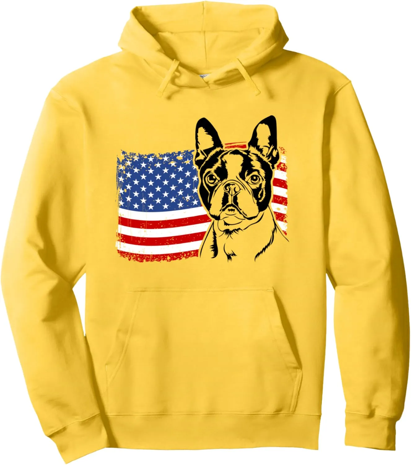 Proud Boston Terrier American US Flag Patriotic Terrier Dog Pullover Hoodie