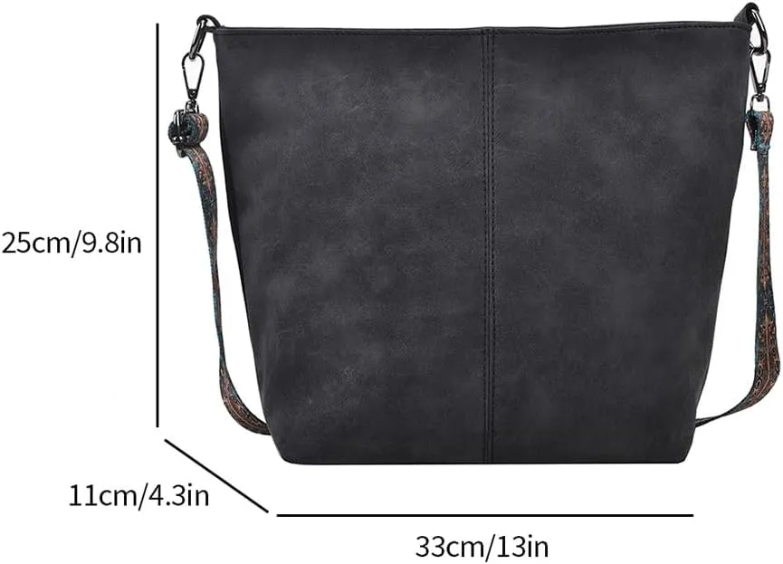 PU Large Capacity Crossbody Bag Adjustable Strap Women Bucket Tote Vintage Retro Shoulder Bag Hobo Purses Handbag