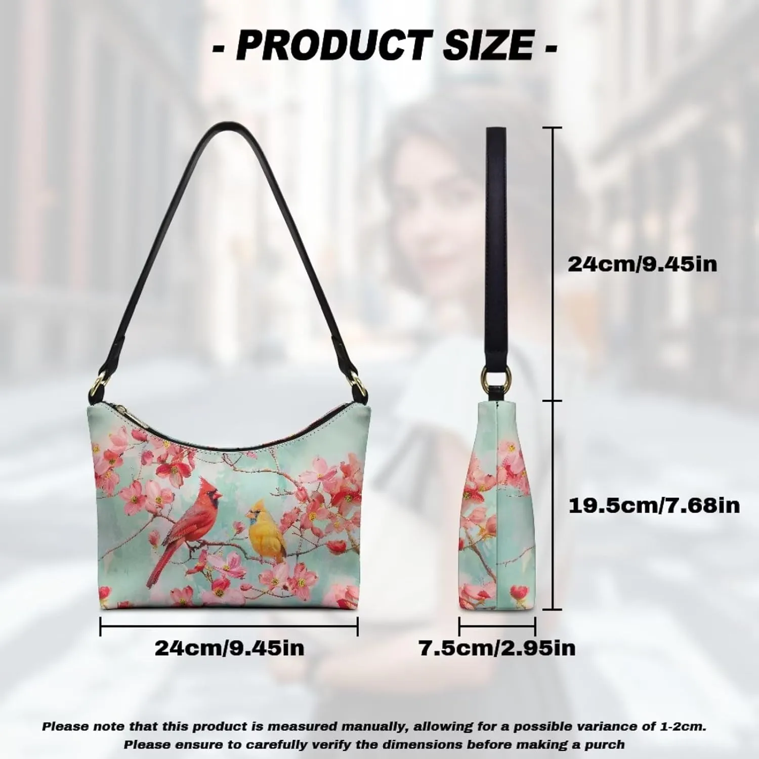 PU Leather Underarm Shoulder Bag Small Zipper Hobo Bags for Women Crescent Tote Bag for Date Travel Shopping